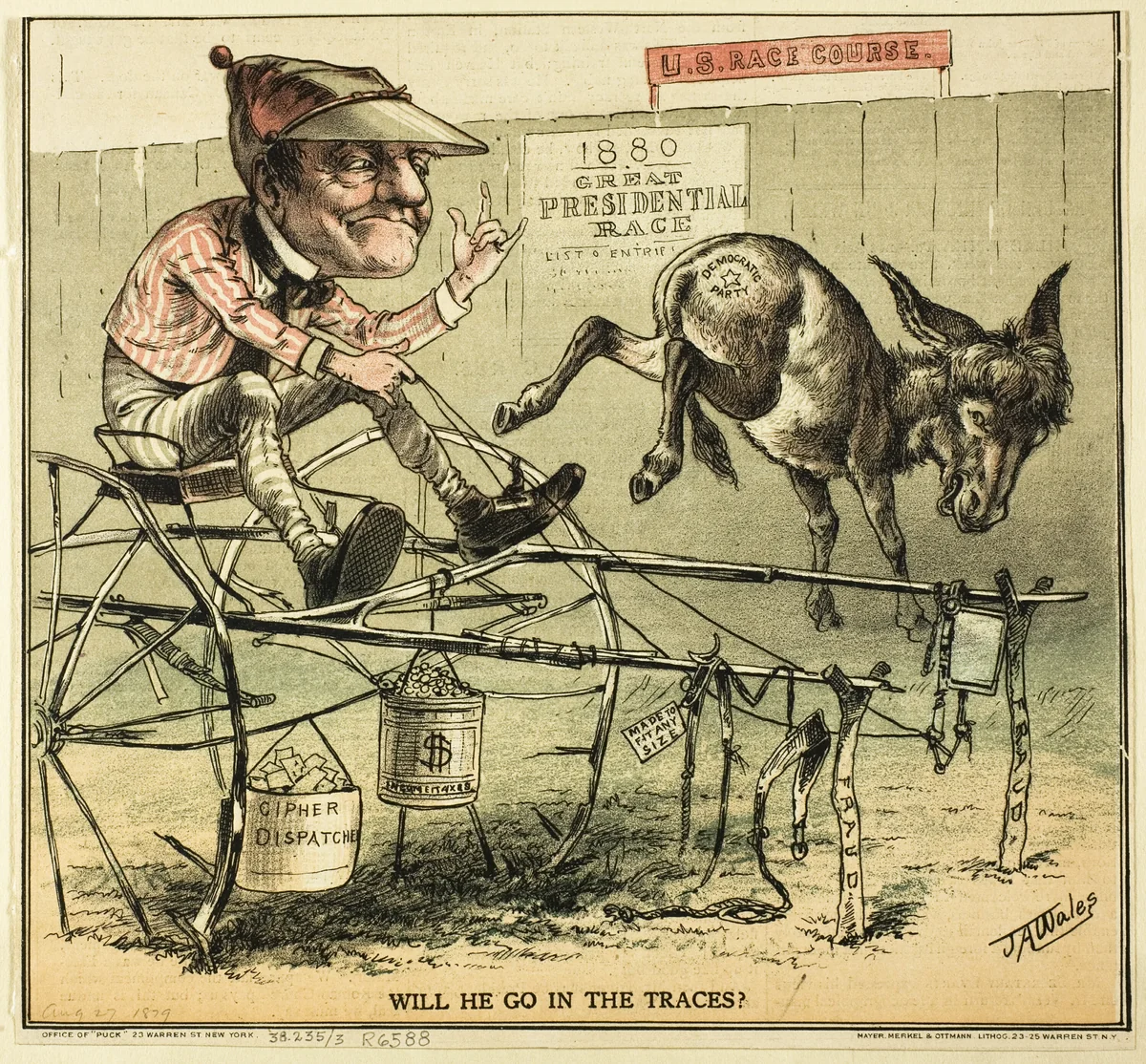 Will He Go in The Traces, from Puck by James A. Wales, print, 1879