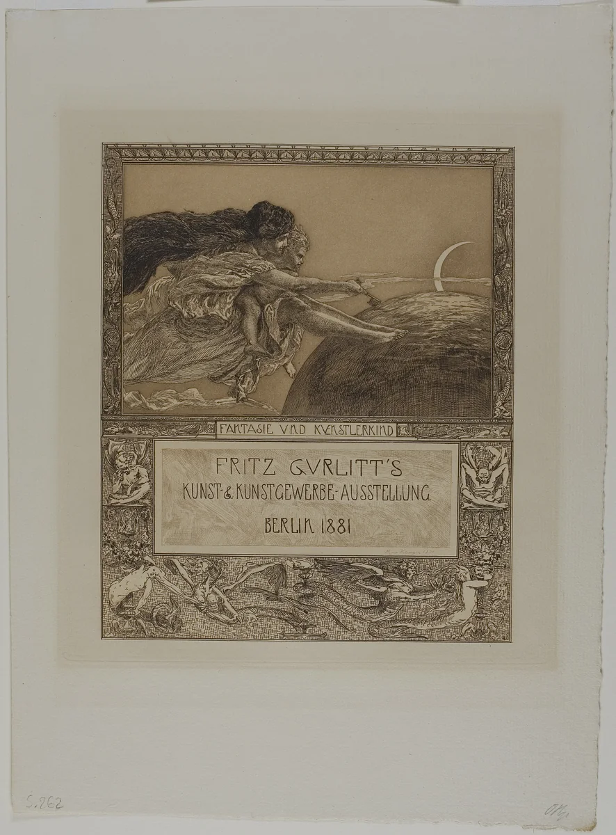 Card for the Gurlitt Exhibition: Imagination and the Child Artist by Max Klinger, print, 1881
