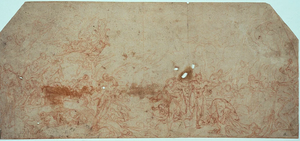 Sketch for the Last Judgment (recto); Head Study (verso) by Italian Late 16th Century, drawing, 1580-1599