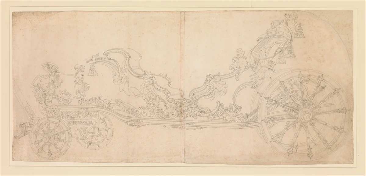 Design for a Carriage by anonymous, drawing, 1720-1730