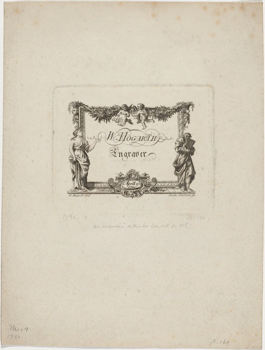 William Hogarth's Business Card by Samuel Ireland; William Hogarth, print, 1720-1800
