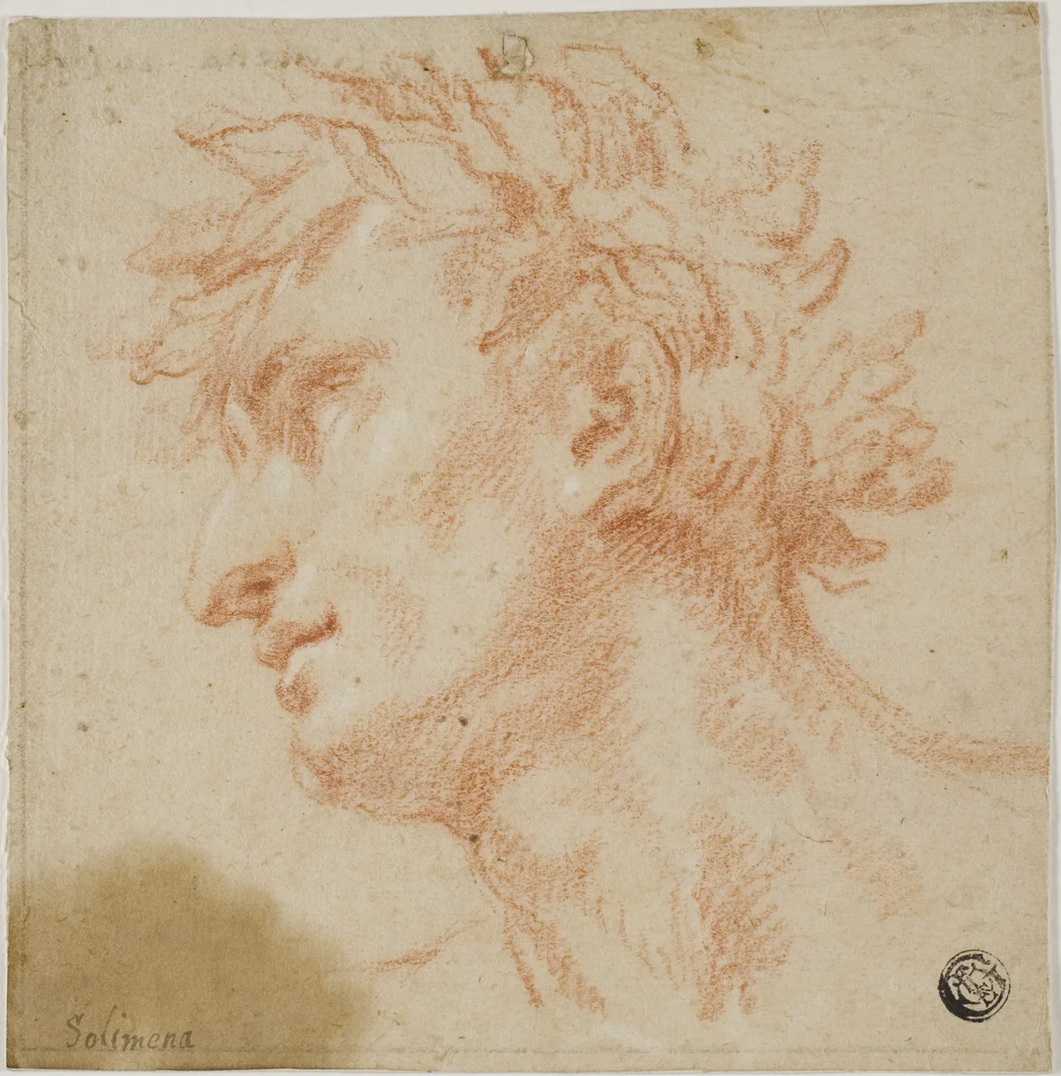 Profile of Male Head, Crowned with Laurel Leaves by Francesco Solimena, drawing, 1677-1747