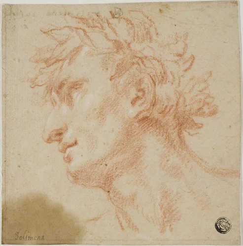 Profile of Male Head, Crowned with Laurel Leaves by Francesco Solimena, drawing, 1677-1747