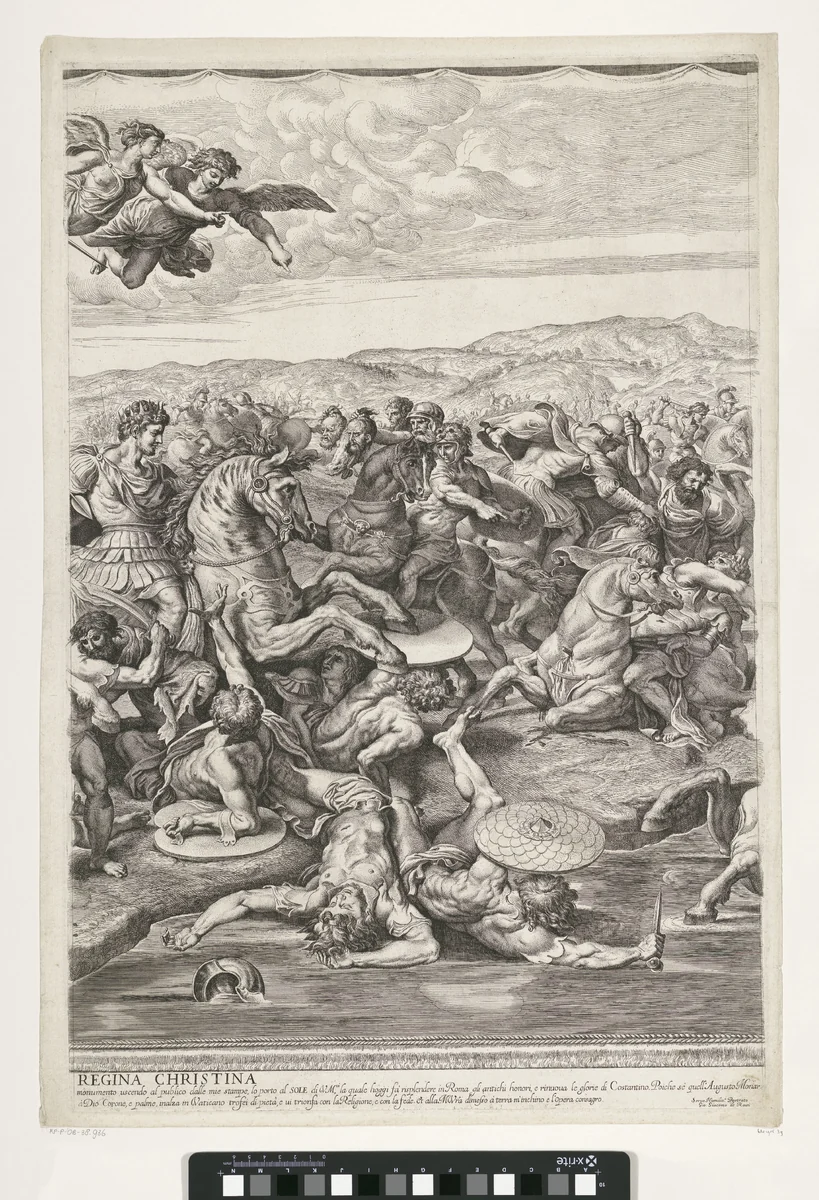 Slag bij de Milvische brug (rechter middenblad) by Pietro Aquila, print, 1683
