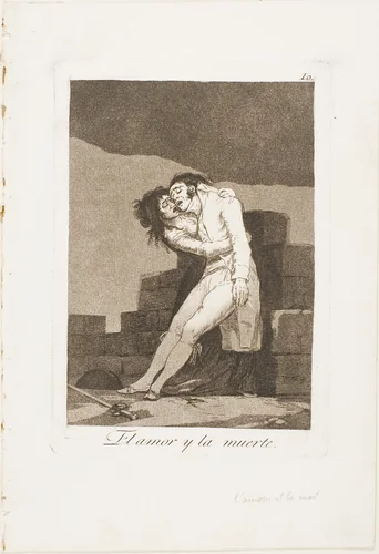 Love and Death, plate ten from Los Caprichos by Francisco José de Goya, print, 1797-1799