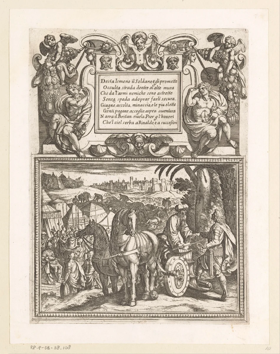 Illustratie bij Canto X van Tasso's 'Gerusalemme Liberata' by Antonio Tempesta, print, 1565-1630