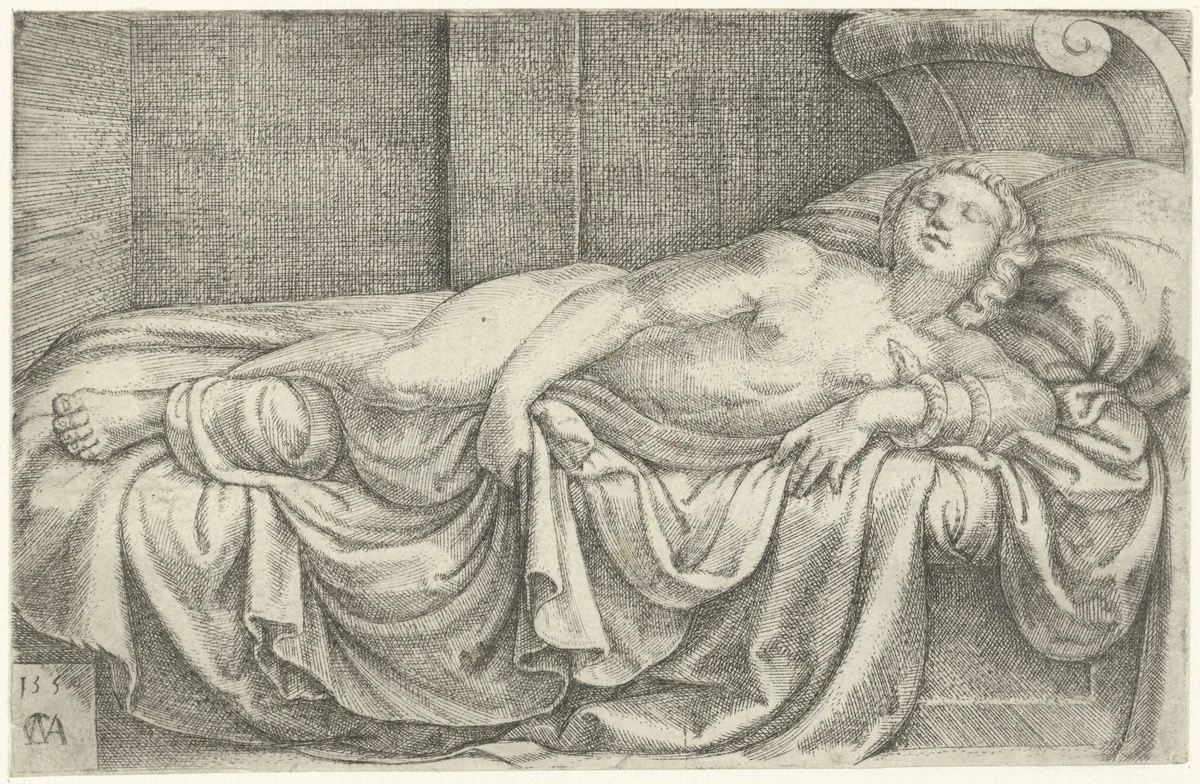 Dood van Cleopatra by Unknown, print, 1550