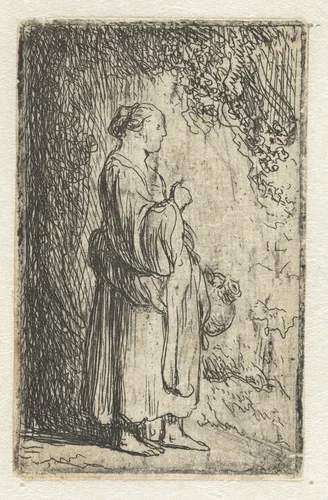 Staande boerin by Jan Lievens, print, 1625-1674