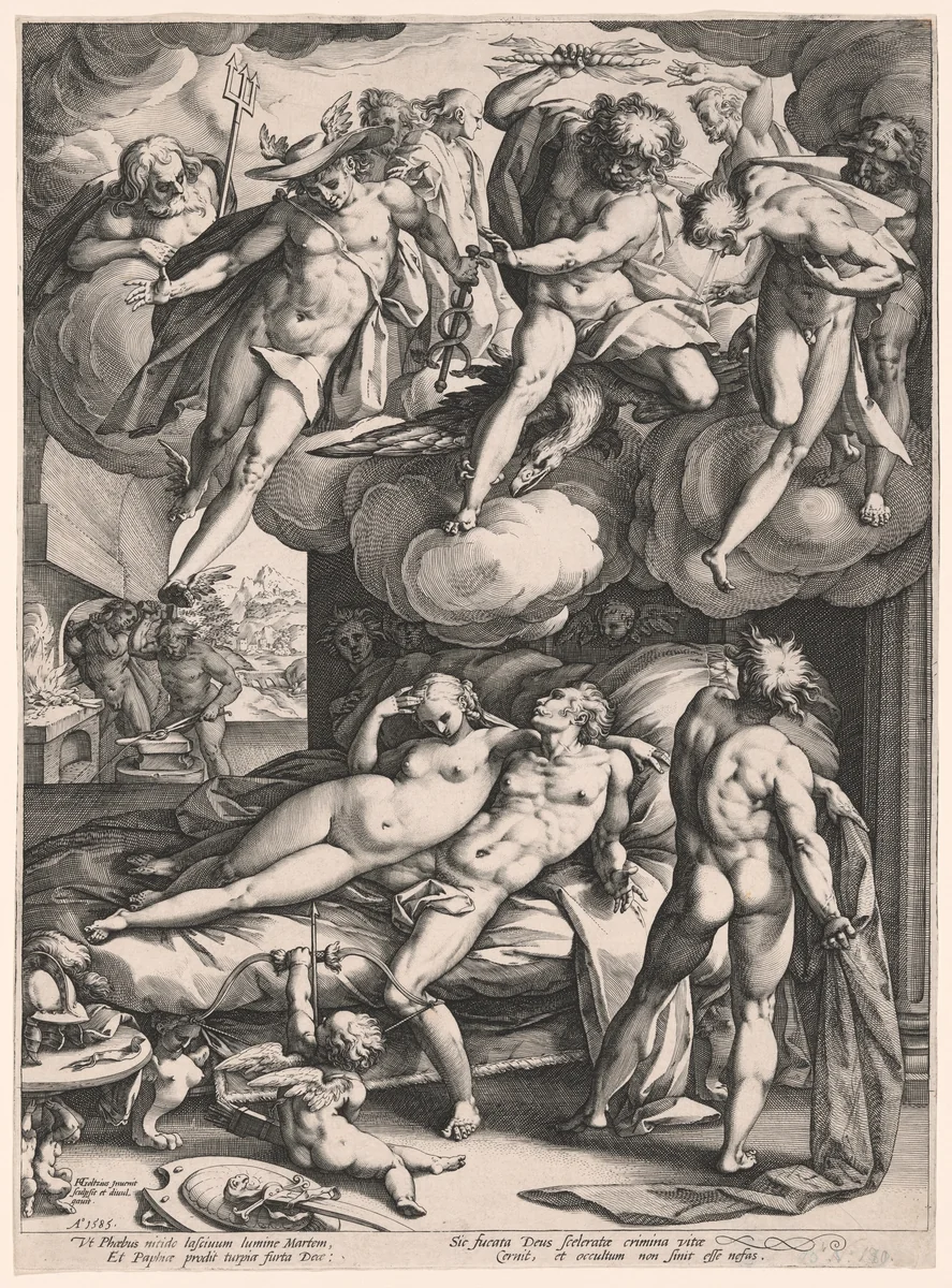 Mars and Venus Surprised by Vulcan by Hendrick Goltzius, print, 1585