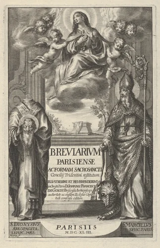 Frontispiece from "Breviarium Parisiense Ac Forman Sacro Sancti Concilij Tridentini restitutum Illvstrissimi et Reverendissimi in Christo Partis D. Joannes Francisci de Gondy...auctoritate... by Grégoire Huret, print, 1643