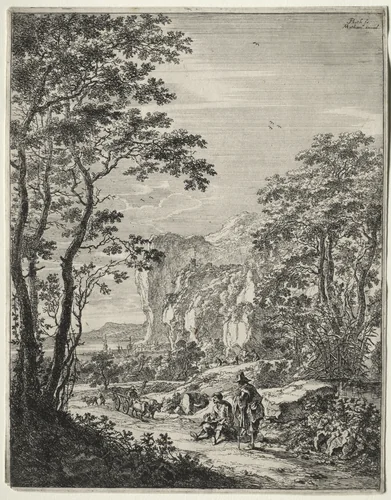 Ox-Cart. View between Ancona and Sinigaglia by Jan Both, print, 1636-1652