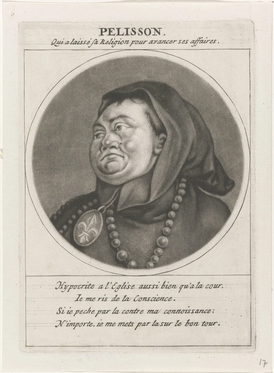 Portret van Paul Pelisson by Jacob Gole, print, 1691