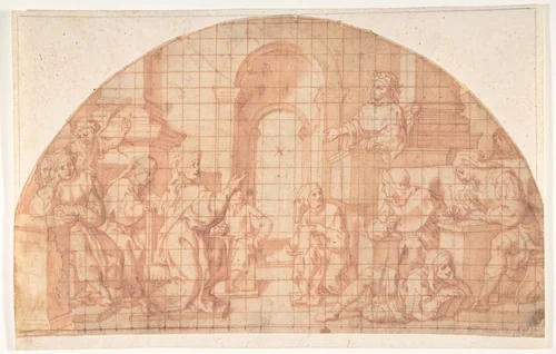 Saint Benedict at the School in Rome by Andrea Lilli, drawing, 1625-1635