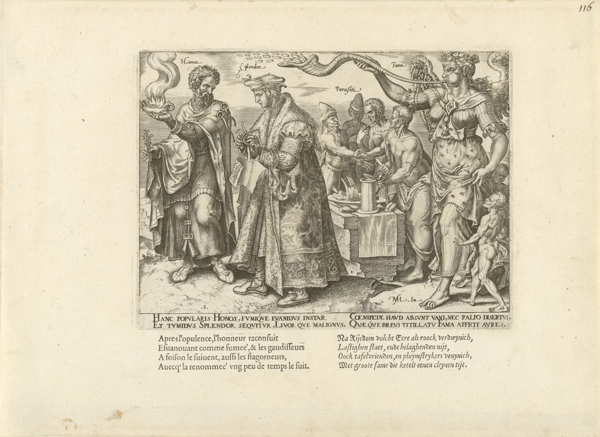 Gevolgen van rijkdom by Philips Galle, print, 1563