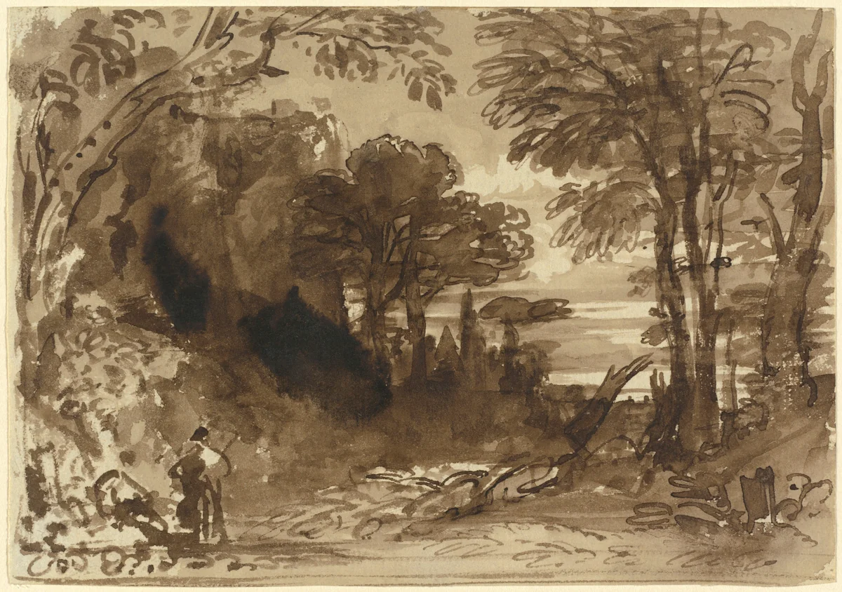 A Clearing in a Forest by John Varley, drawing, 1835-1840