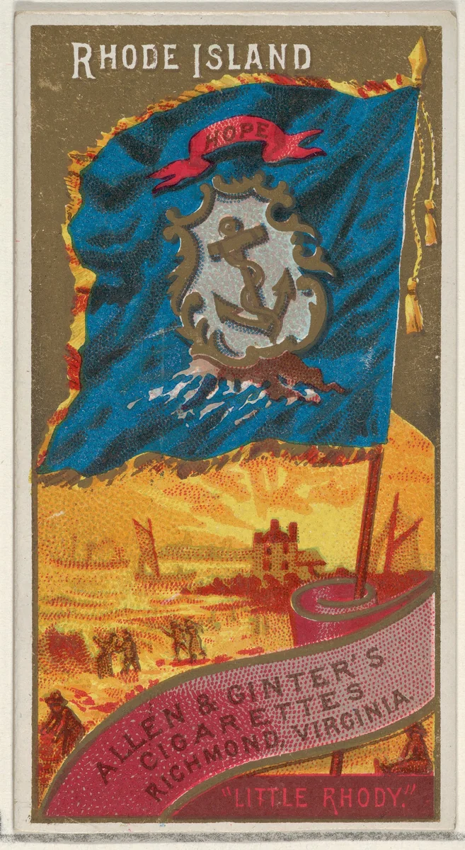 Rhode Island, from Flags of the States and Territories (N11) for Allen & Ginter Cigarettes Brands by Allen & Ginter, print, 1888