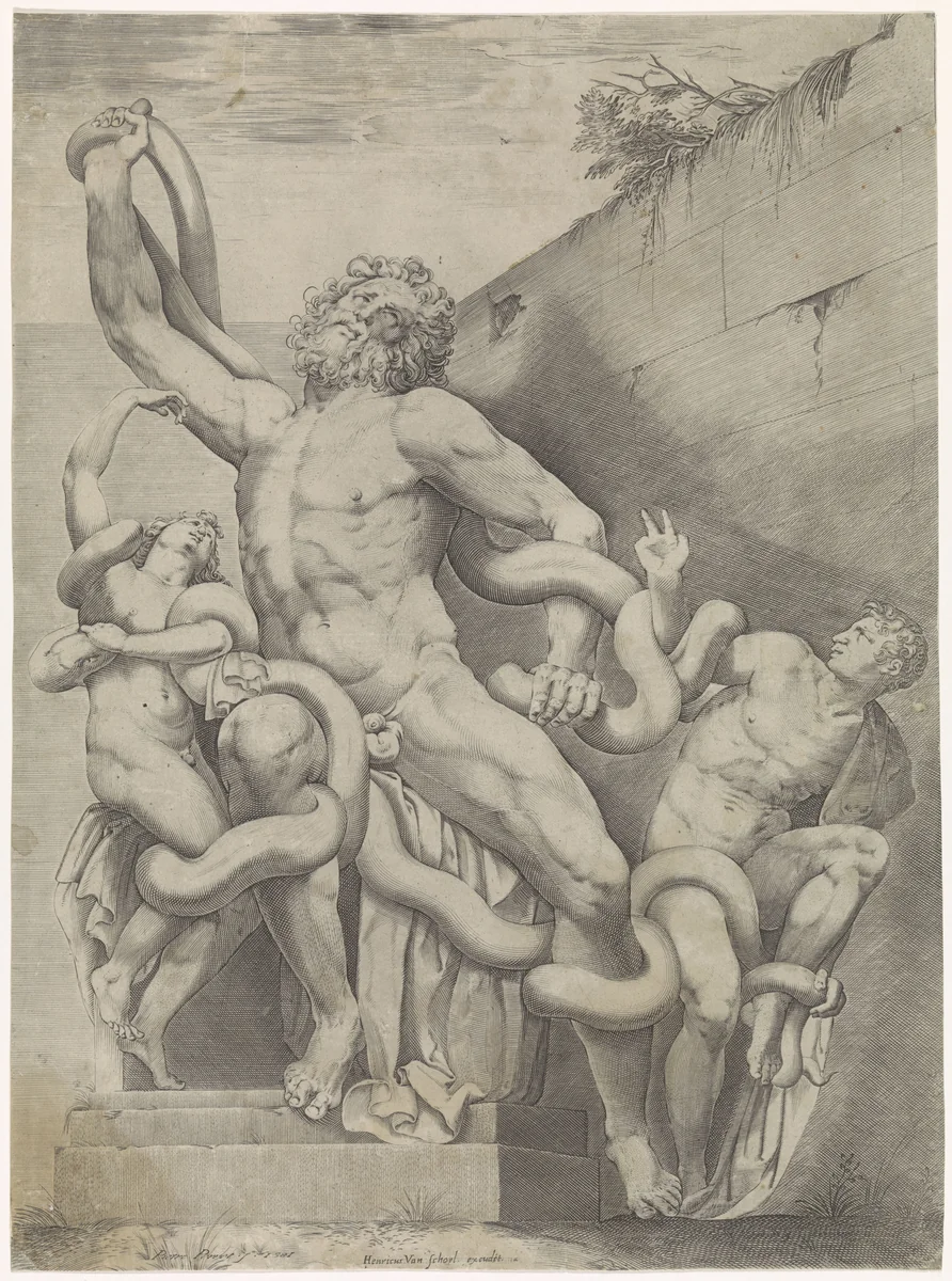 Beeldhouwwerk de Laocoöngroep by Unknown, print, 1581