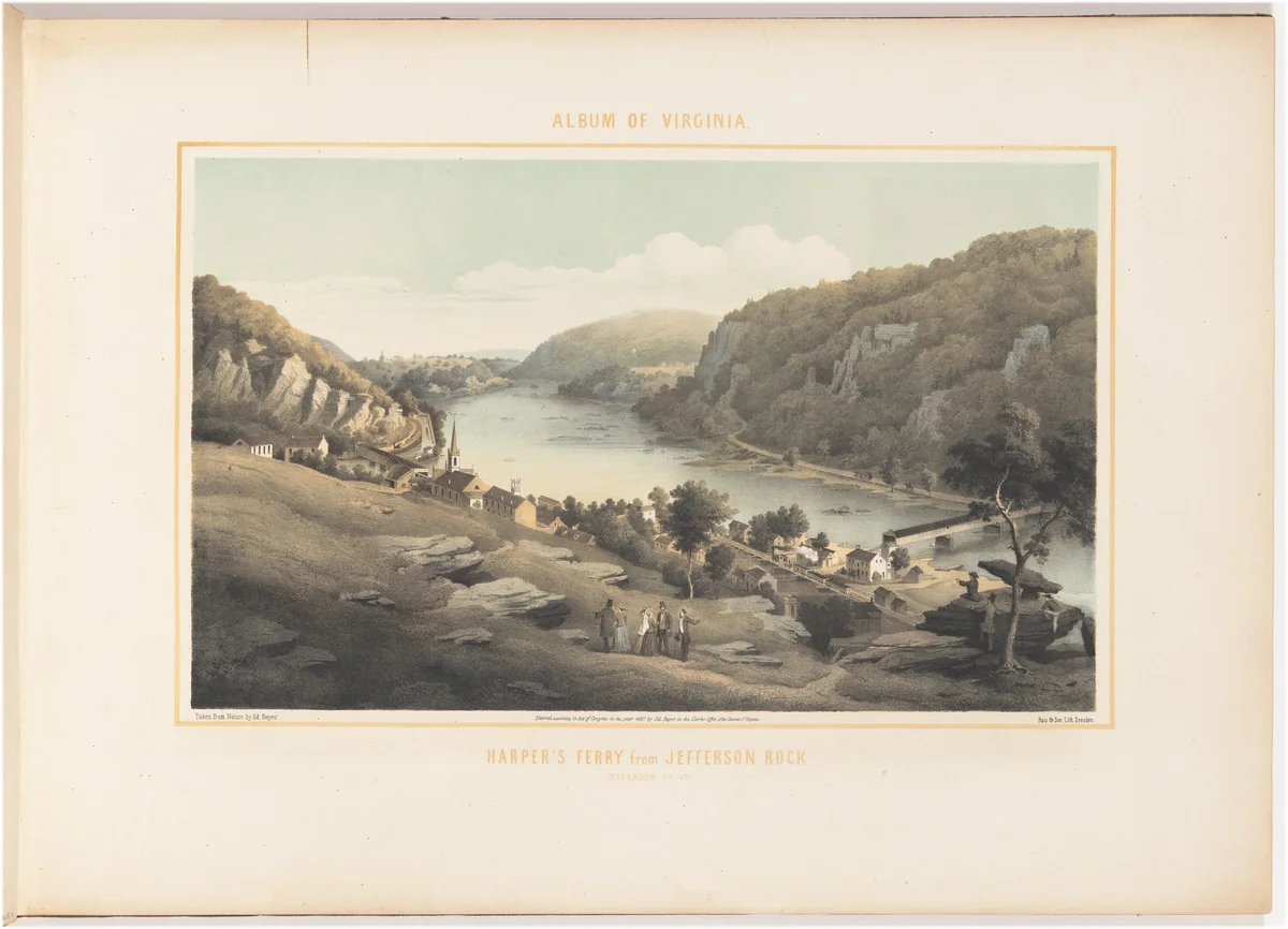 Harpers Ferry from Jefferson Rock by Edward Beyer, print, 1857