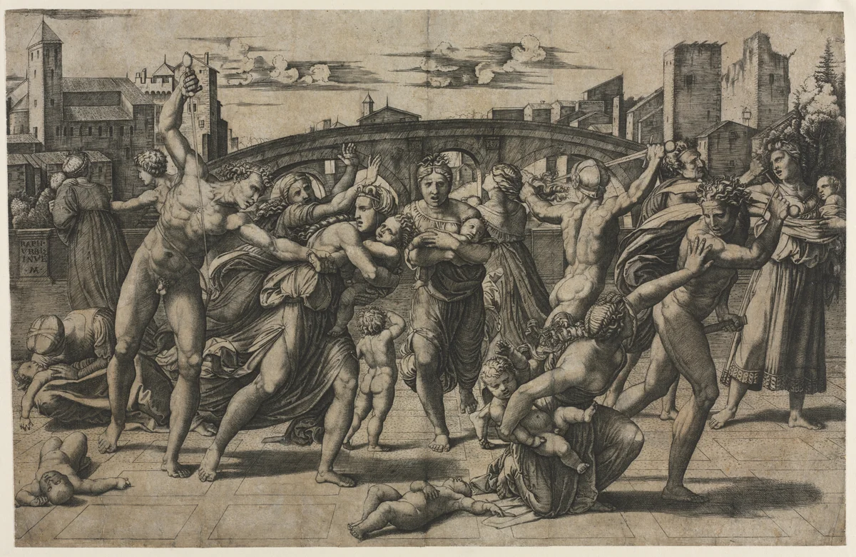 Massacre of the Innocents (With the Fir Tree) by Marcantonio Raimondi, print, 1511-1512