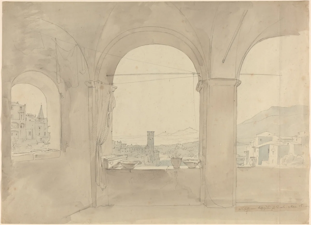 Panorama of Tivoli from a Loggia by Leo von Klenze, drawing, 1826