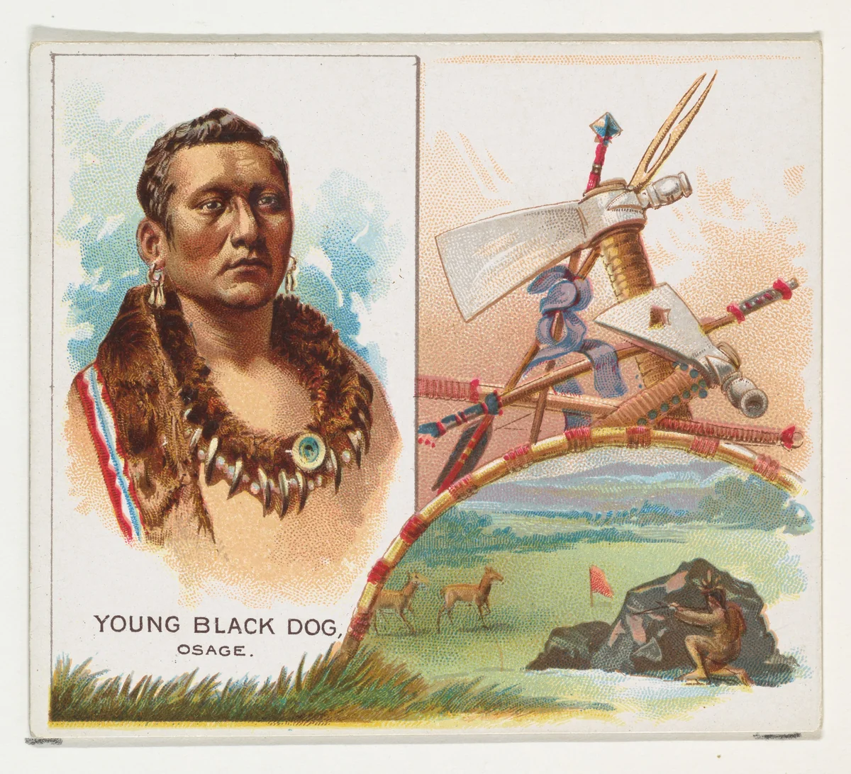 Young Black Dog, Osage, from the American Indian Chiefs series (N36) for Allen & Ginter Cigarettes by Allen & Ginter, print, 1888