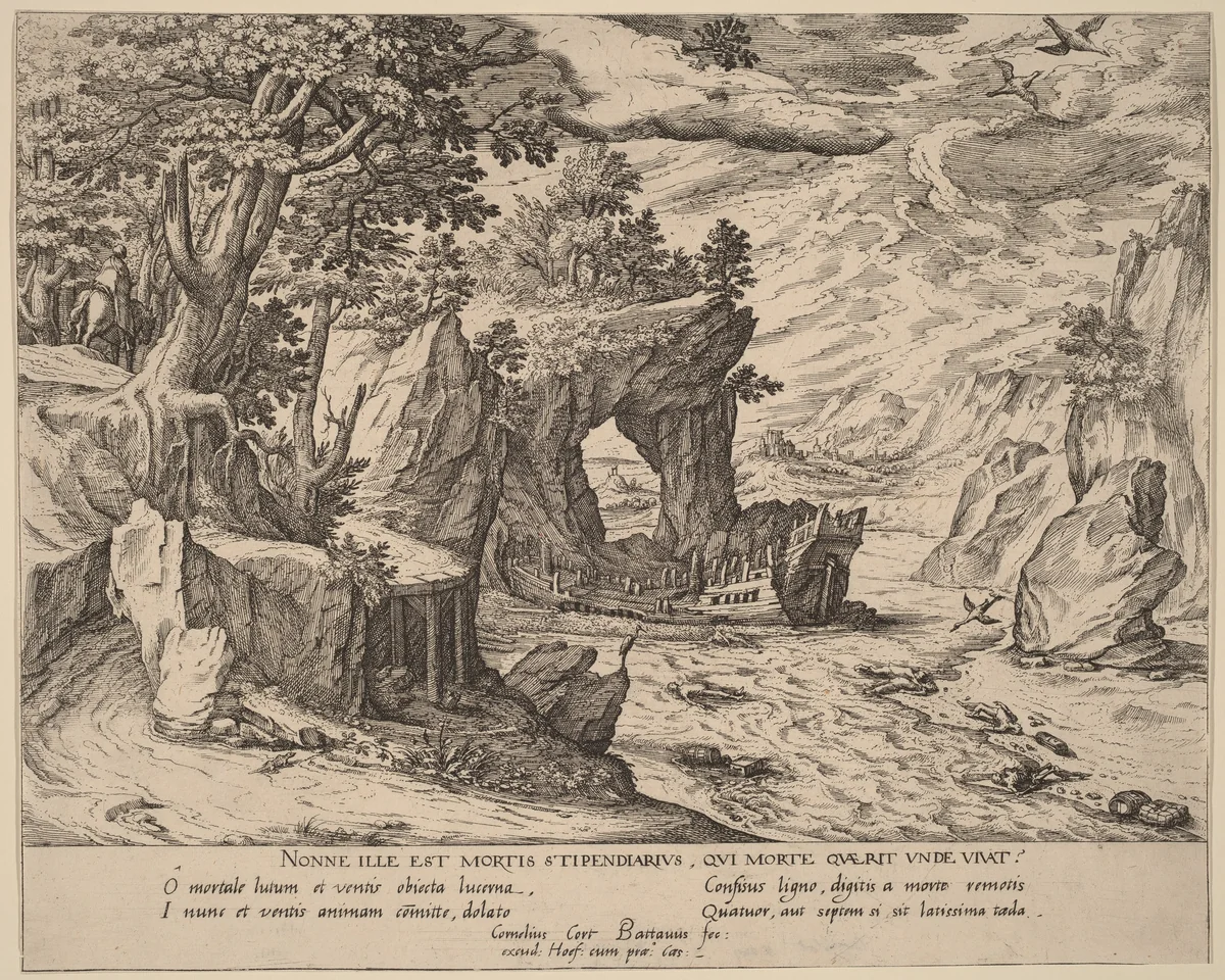 After the Shipwreck by Simon Novellanus, print, 1590-1600