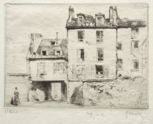 La rue Lacépède: le cour de l'Aciereur Cottens by Gustave Leheutre, print, 1876-1932