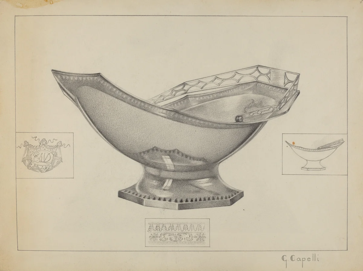 Silver Cake Basket by Giacinto Capelli, index of american design, 1936