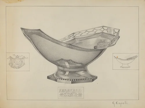 Silver Cake Basket by Giacinto Capelli, index of american design, 1936