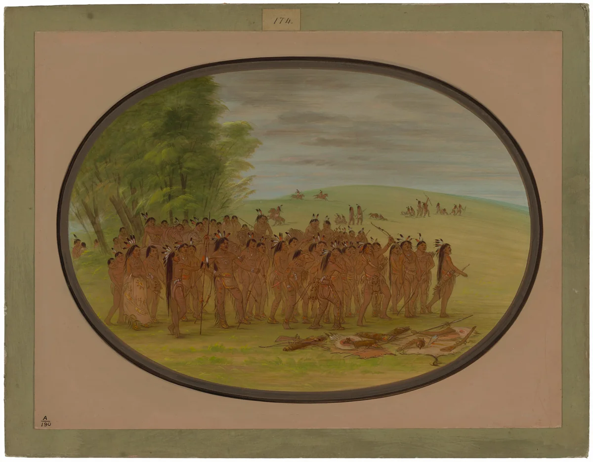 Game of the Arrow - Mandan by George Catlin, painting, 1861-1869