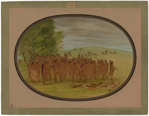 Game of the Arrow - Mandan by George Catlin, painting, 1861-1869