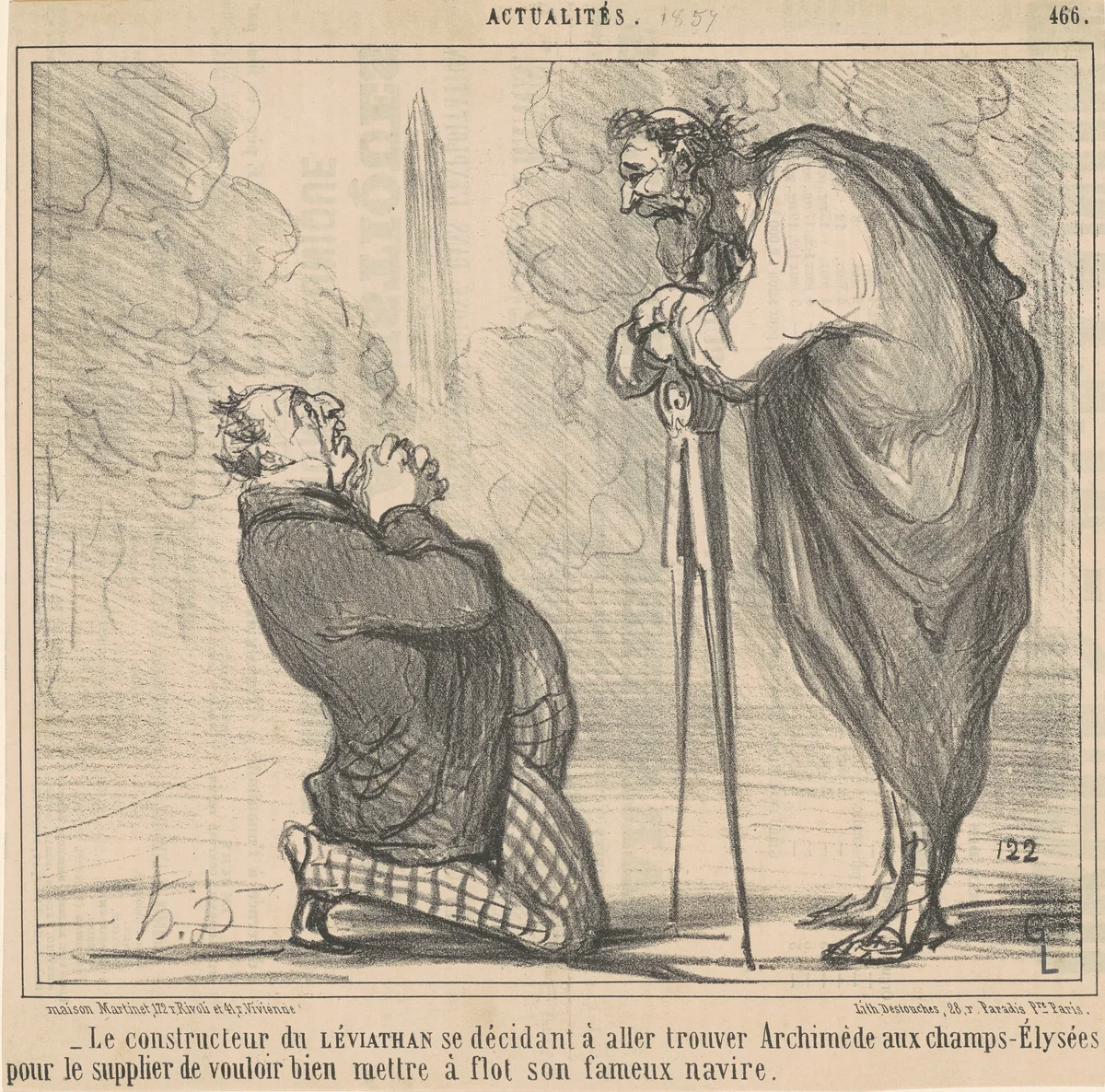 Le constructeur du Léviathan se décidant ... by Honoré Daumier, print, 1857