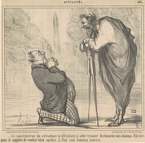 Le constructeur du Léviathan se décidant ... by Honoré Daumier, print, 1857