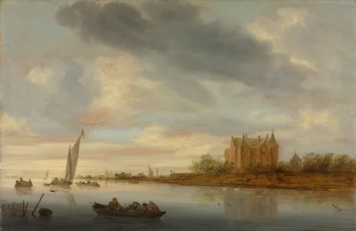 Castle on a River by Salomon van Ruysdael, painting, 1644