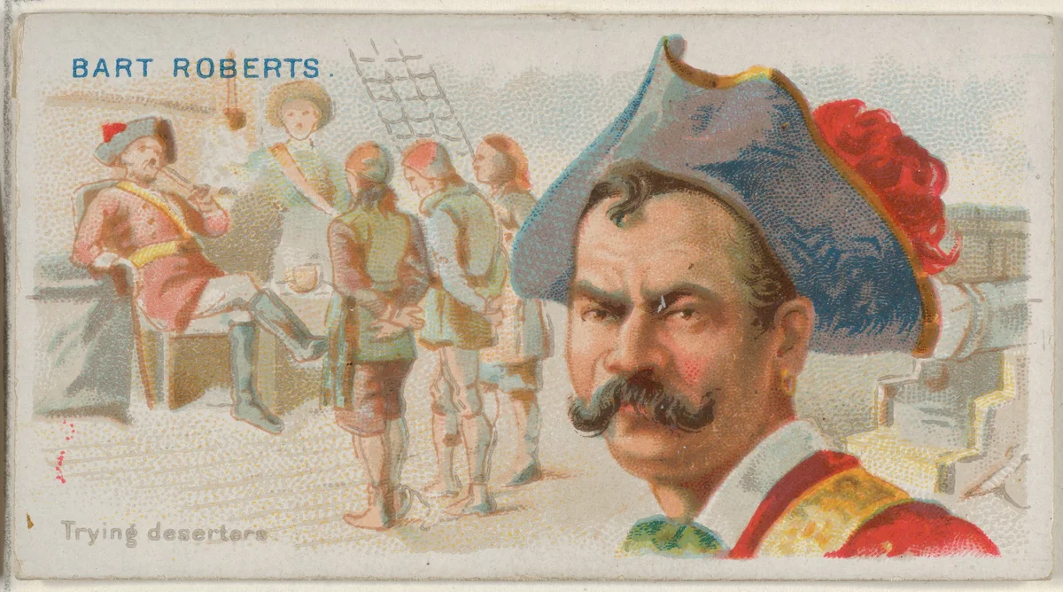 Bart Roberts, Trying Deserters, from the Pirates of the Spanish Main series (N19) for Allen & Ginter Cigarettes by Allen & Ginter, print, 1886-1891