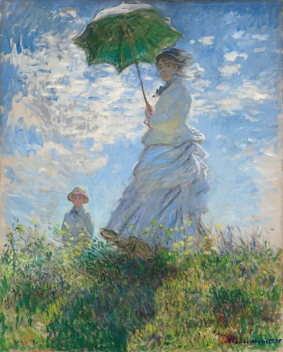 Woman with a Parasol - Madame Monet and Her Son by Claude Monet, painting, 1875