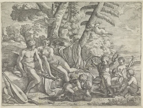 Venus en Mercurius by Fabrizio Chiari, print, 1636