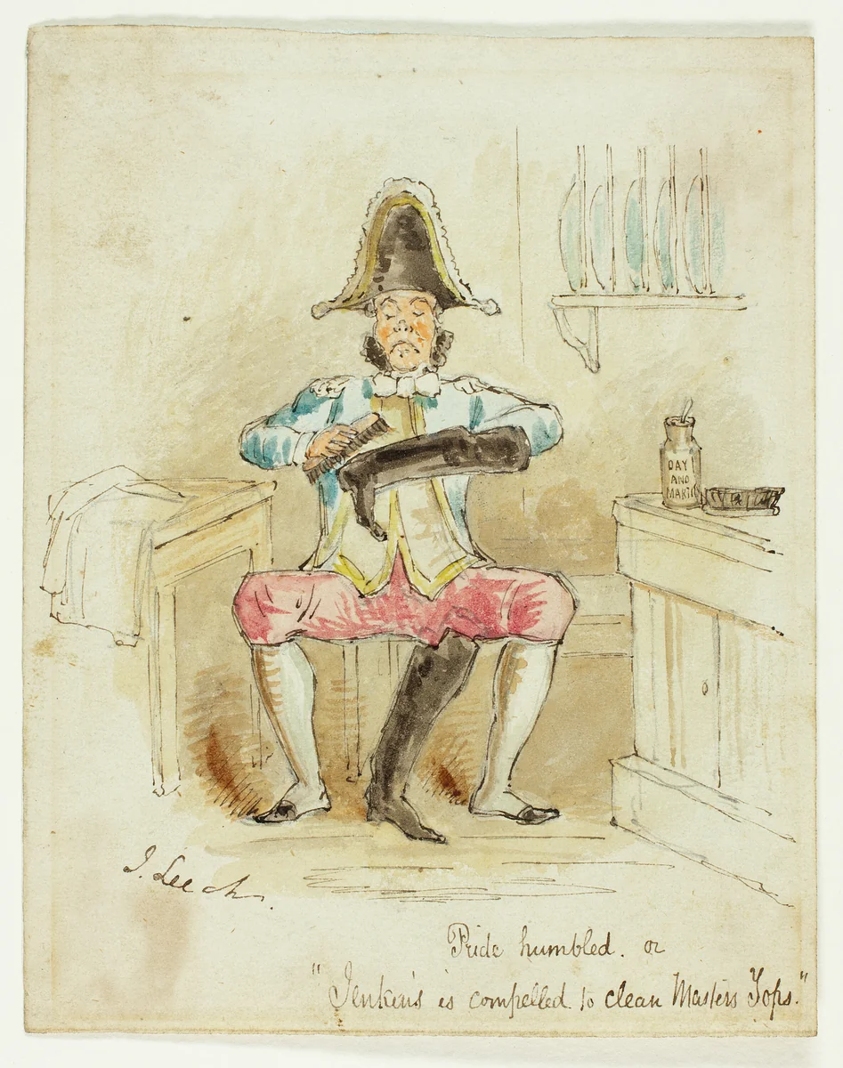 Pride Humbled or Jenkins is Compelled to Clean Masters by John Leech, painting, 1840-1850
