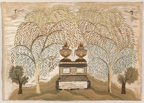 Mourning Sampler by Mary Balch, textile, 1800-1820