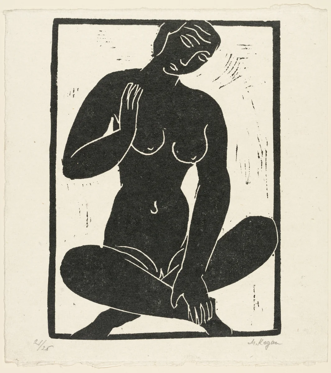 Cross-Legged Female Nude (Weiblicher Akt im Schneidersitz) by Moissey Kogan, print, 1927