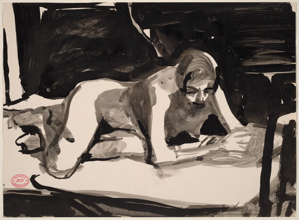Untitled [female nude resting on her forearms] by Richard Diebenkorn, drawing, 1955-1967