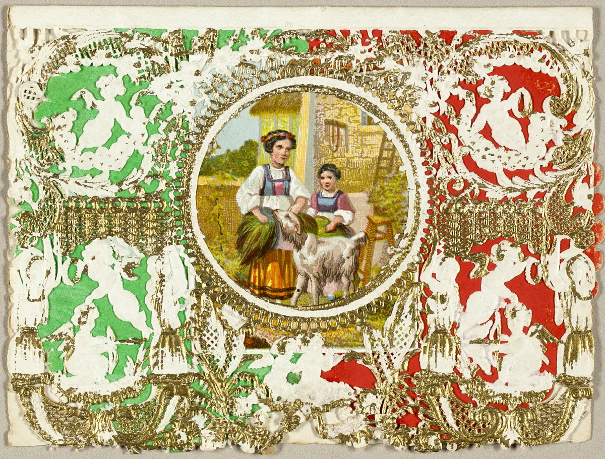 Untitled Valentine (Country Girls with Dog) by Thomas Wood, other, 1860-1869