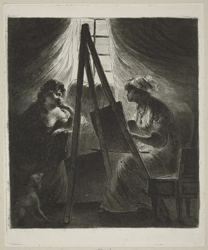 Woman Painter at Easel by Vivant Denon, print, 1747-1825