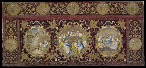 Altar Frontal Depicting Scenes from the Life of Christ by None, textile, 1575-1600