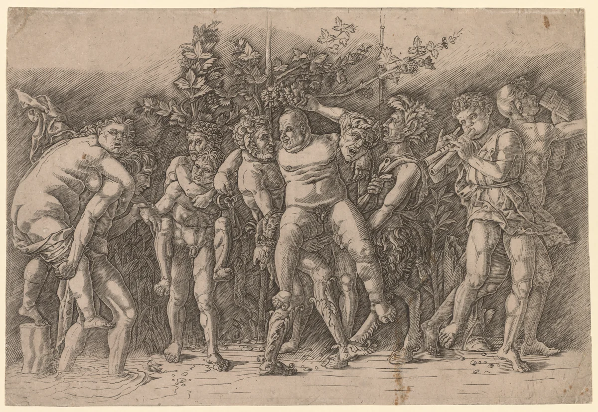 Bacchanal with Silenus by Giovanni Antonio da Brescia, print, 1470-1510