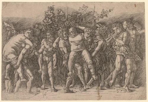 Bacchanal with Silenus by Giovanni Antonio da Brescia, print, 1470-1510
