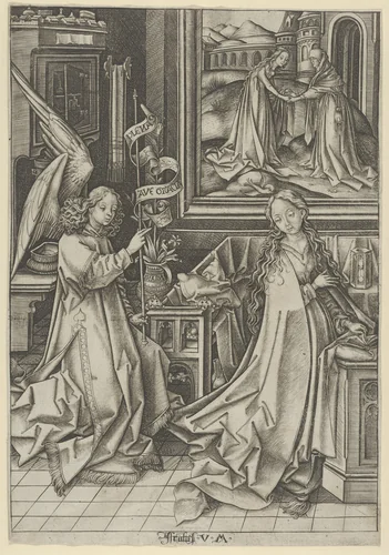 The Annunciation, from "The Life of the Virgin" by Israhel van Meckenem, print, 1435-1503