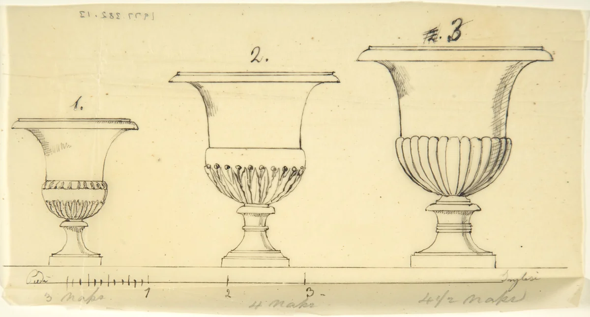 Sketch of Three Vases by John Gibson, drawing, 1845-1855