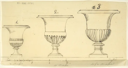 Sketch of Three Vases by John Gibson, drawing, 1845-1855
