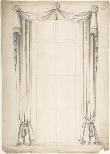 Design for Curtains by Charles Hindley and Sons, drawing, 1841-1884
